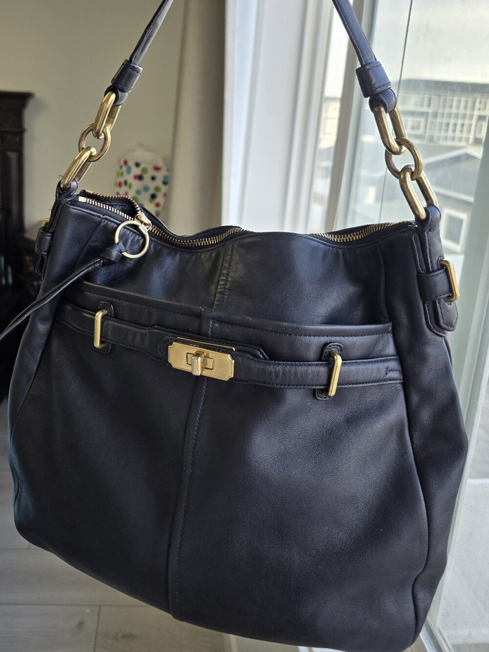 Y2K authentic Coach Chelsea Leather Ashlyn Hobo Bag Black 17816 - Excellent!